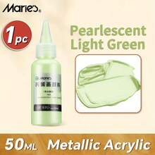 Marie's 金属丙烯酸涂料，珠光浓郁闪亮颜料，带便携式瓶，可呈现闪光金色银色，适用于 DIY 艺术绘画、木材、玻璃、瓷器、绘画、绘图、混合颜色、不褪色、艺术家艺术用品、成人（50 毫升/1.7 液盎司） - 單件 - 查看 24