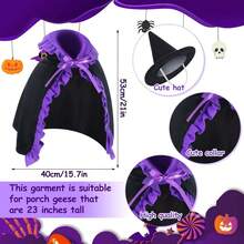 Disfraz de ganso de jardín para Halloween: capa con volantes y sombrero de bruja conjunto de 2 piezas. - Morado - Ver 7