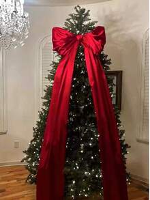 1pc Large Beige Satin Christmas Tree Bow,Wedding Decor Bow,Christmas Decorations,2025 Xmas Aesthetic,Satin Bow Tree Topper-Elegant Christmas Tree Bow In Beige/Red Oversized Bow For Christmas Winter Decor,Room Decor,Home Decor,Door Decor, Decorations Big Bow For Backdrop Birthday Party Room Wall Decor Ribbon Tie Hanging Gift Wall Decor Photo Prop Perfect For Bridal Shower Wedding Party Decor