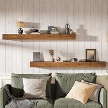 Tribesigns 74.8" Fireplace Mantel Shelf, Wall Mounted Floating Shelves For Wall, Wood Mantel Floating Shelf Storage Display Shelves, Rustic Brown - 質樸棕色 - 查看 5