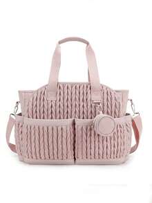 1pc New Quilted Mommy Bag, Shoulder Handbag With Storage, Waterproof Material, Diaper Bag For Maternity & Baby Travel