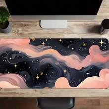 1pc Extra Large Star Cloud Gaming Mouse Pad - Extended Version, Thick, Non-Slip Rubber Base, Diatomite Desk Mat, Washable, Suitable For Daily Office Use Desk Accessories Office Supplies Office Desk Accessories Mousepad Mouse Pad For Desk - Stars and Clouds - View 8