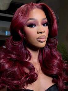 CEXXY Halloween Wigs! 40 Inch 200% Density Burgundy Color 13x4 Lace Front Wigs Human Hair Wavy HD Lace Front Wigs Human Hair Pre Plucked With Baby Hair Burgundy Color Human Hair Lace Front Wigs For Women 40 Inch 200% Density Burgundy Color 13x4 Lace Front Wigs Human Hair Wavy HD Lace Front Wigs Human Hair Pre Plucked With Baby Hair Burgundy Color Human Hair Lace Front Wigs For Women - S99J - Xem 5