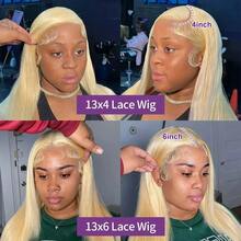 Bone Straight Lace Front Wig 8-34 In 13*4 HD Lace Front Wigs Human Frontal Hair Pre Plucked With Baby Hair Bleached Knots Virgin Hair Natural Hairline Glueless Easy-To-Wear For Women #613 Blonde Blended Hair - S613 - View 6