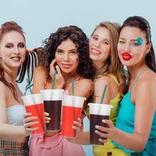 30/20/10 Pack Fashionable Plastic Cup With Lids And Green Straws-24oz Reusable Plastic Cup, Portable And Watertight, Suitable Party And Outdoor Entertainment Fit Adults, Women, Party, Halloween Gifts Summer Beaches, Weddings, Offices, Picnics, Take Photos - 透明+墨綠吸管 - 查看 3