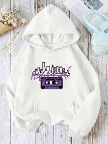 Sudadera con capucha informal para hombre con estampado gráfico de letras y cinta urbana. Jersey de poliéster elástico suave con bolsillo delantero. Lavable a máquina. Abrigada para otoño e invierno. Con un estilo playero chic y cómodo para todas las estaciones. Sudadera con capucha bonita. Sudadera con capucha de otoño. Ropa de otoño para hombre. Ropa de calle. Halloween. Sudadera con capucha para hombre. Ropa Y2K. Sudadera con capucha de Jesús. Día de Acción de Gracias. Pesadilla antes de Navidad. Navidad. - Blanco - Ver 1