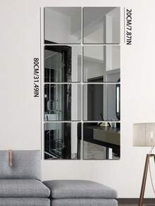 Juego de 4/8 piezas de azulejos de espejo acrílico 3D - a prueba de roturas, autoadhesivos para decoración de sala de estar, dormitorio, oficina, cocina - superficie pulida, fácil instalación, sin necesidad de electricidad