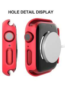 Tempered Glass Screen Protector - Full-Coverage Rugged PC Protective Case, HD Ultra-Thin, Compatible With Apple Watch Series Ultra/SE/11/10/9/8/7/6/5/4/3/2/1, Fits 38/40/41/42/44/45/46/49mm Cases, Smart Watch Case Accessory, Red - Red - View 7