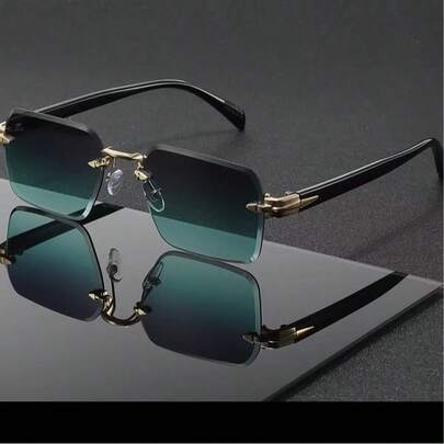 1pc Retro Solid Color Frameless Fashion Glasses, Unisex High-End Metal Rimless Glasses, Suitable For Vacation, Travel, Street Photography, Hiking, Party, Music Festival, And As An Ideal Gift