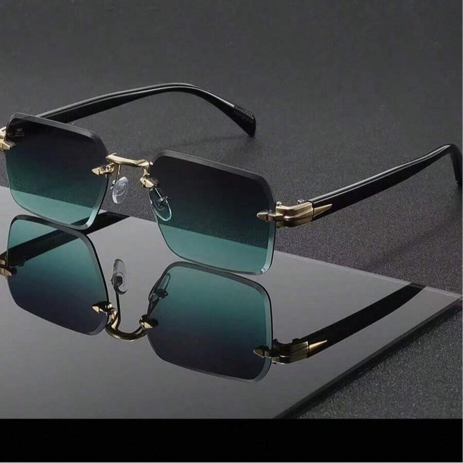 1 pieza Gafas de moda sin marco de unicolor retro, gafas sin montura de metal de alta gama unisex, adecuadas para vacaciones, viajes, fotografía callejera, senderismo, fiestas, festivales de música y como un regalo ideal