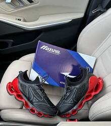 Men's Sneakers Size 14 Gym Training Running Leisure Premium Line - 黑色紅色 - 查看 1