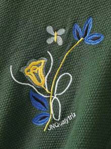 pull tricoté à col ras-du-cou à manches longues avec broderie florale, grande taille, décontracté pour l'automne/l'hiver - Vert sapin - Voir 4