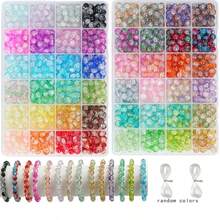 50pcs/360pcs/720pcs 8mm Cracked Crystal Glass Round Beads Jewelry Making Kit For DIY Bracelets, Necklaces, Earrings And Crafts, Beading Kit For Beginners (Random Colors)