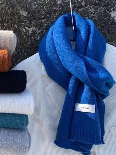 2025 Ny koreansk stil flerfärgad svart modern atmosfär enfärgad stickad halsduk, mångsidig höst/vinter, fuskkashmere, varm liten halsvärmare för män