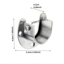 Juego de 2 soportes de acero inoxidable de alta resistencia para montaje en pared de barra de armario, soporte de barra de armario - Plateado - Ver 3