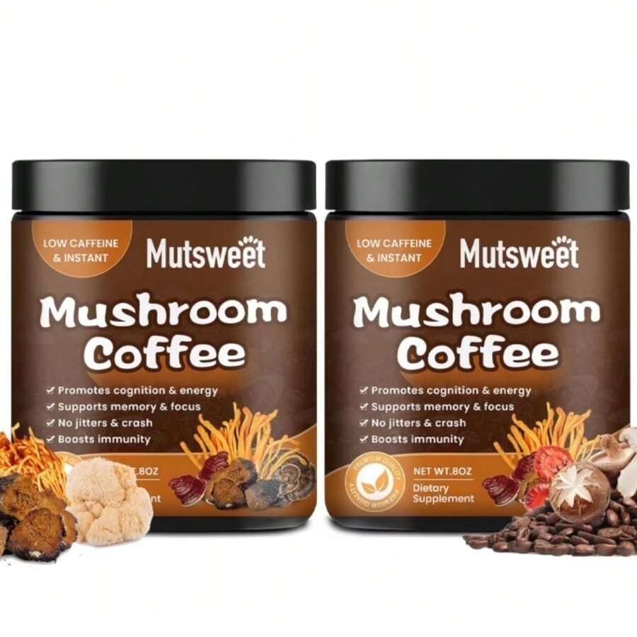 M INCH Mushroom Coffee For Smoothies/Latte, Mushroom Powder Blend (57 Servings) With Lions Mane, Reishi, Cordyceps, Turkey Tail, Chaga - Mushroom Supplement For Energy, Focus, Immune- 8 Oz