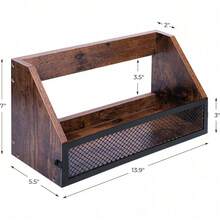 Vinyl Record Storage Display, Vinyl Wall Mount Shelf, 25-30 12-Inch LPs, Vintage Style Album Holder Tabletop Rack For Albums Magazines Or Books, Now Playing Vinyl Record Stand