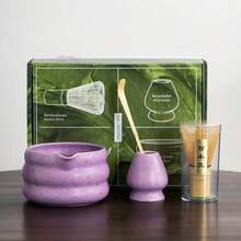 1件/4件/7件抹茶碗茶具，日式抹茶打蛋器，抹茶碗，茶勺，茶布，返校套装，节日礼品套装，万圣节礼物 - 彩色 - 查看 16