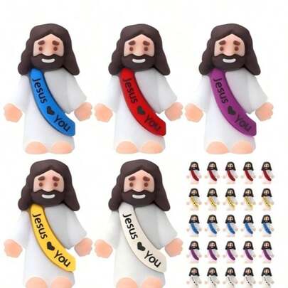20 Stuks Mini Jezus-Speelgoedfiguren, Zondagse Feestgunsten, Cadeaus (Willekeurige Kleur) Miniatuur Jezus, Christelijk Speelgoed, Klein Speelgoed, Christelijk Speelgoed, Kerstcadeaus, Feestvulling, Kerstmis, Jezus, Speelgoed, Kerstmis, Jezus, Speelgoed, Christelijke Spullen