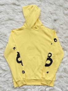 Spider Web Fashion Hip-Hop Printed Flower Hoodie, European And American  Brand Large-Sized Loose Men's And Women's Hooded Sweatshirt Set - Màu vàng - Xem 4