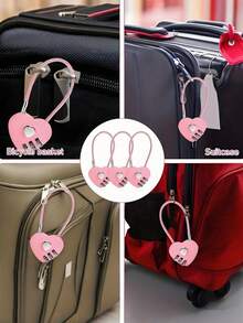 Candado con forma de corazón, candado de combinación lindo para taquillas, candado de amor digital con código, mini candado de amor, candado de combinación para puerta exterior en forma de corazón, color rosa, pequeño candado de viaje para equipaje, candado de combinación metálico con forma de corazón, código de 3 dígitos, sin ensamblaje, sin carga, sin batería - Candado de para equipaje, taquillas, mochilas, joyeros, accesorios de viaje y vacaciones, accesorios para taquillas escolares