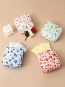 Geantă de depozitare pentru șervețele igienice, geantă cosmetică mini, geantă de machiaj, geantă cosmetică de călătorie, geantă de toaletă portabilă de călătorie, geantă cosmetică mică, geantă de depozitare pentru articole de toaletă pentru femei/fete, geantă drăguță cu fermoar, portofel pentru monede, potrivită pentru serviciu, călătorie, geantă cosmetică, geantă pentru îngrijirea pielii, geantă de toaletă, cutie de ambalare, articole de călătorie, articole esențiale de călătorie pentru vacanță, plajă