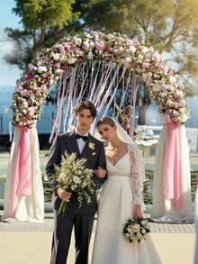 1pc 99''55'' Metal Garden Pavilion Arch - 2 Sizes, For Climbing Plants, Roses, Vegetables, Weddings And Wide Arbor (Without Base/With Base), Assemble Freely Heavy-Duty Steel Support For Outdoor & Indoor Use - màu đen - Xem 2