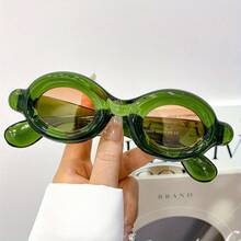 OHEMADO Thickened Frame Glasses - Bold Green, Y2K Retro Hip-Hop Party Costume Glasses - Unisex Fun Statement Glasses - Lightweight For Daily And Special Occasions, Unique Design, Durable Hinges, Must-Have For Fashion Enthusiasts - 綠色 粉紅色 - 查看 2