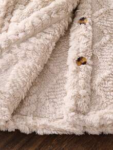 1pc Spring/Autumn New Young Girl Vest Jacket, Young Girl Beige Sleeveless Hooded Plush Decorated Vest Jacket, Young Girl Fashion Soft Warm Casual - Beige - View 6