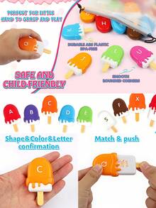 1 Set Montessori Ice Cream Alphabet Matching Game - Early Learning Educational Toys For 2-4 Year Olds, ABC Recognition & Fine Motor Skills Development, Color Sorting & Counting, Educational Toy ,Christmas/Birthday Gift For Kids
