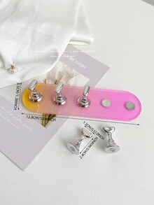 Set de decoración de uñas con base ovalada de resina acrílica en degradado de color, macaron dorado y bolas de cristal de acero multicolor. Herramientas y accesorios de arte de uñas minimalista de moda en estilo retro coreano con láser.