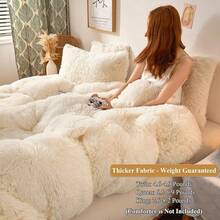 Plush Shaggy Duvet Cover Set, Ultra Soft Fluffy Bedding Sets 3 Pieces (1 Fuzzy Comforter Cover + 2 Pillow Cases), Zipper Close (, Pink), Luxury Bedding - 淺褐色的 - 查看 3