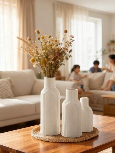 Wit Ceramic Vase, Minimalist Moderne Home Dining Tafel Grass Bookshelf, Porch Centerpiece, Wooden Bohemian Flower Vase/Pot ative Accessories, Living Rooms Bedrooms, Central ation, Mother's Day s, Graduation Wedding ations Room Glass Vase view 7