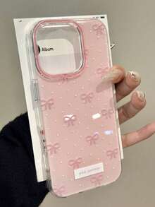 Cute Minimalist Pink Strawberry Transparent Phone Case, Suitable For IPhone 17 Air 16 15 14 13 12 11 Pro Max Plus, Soft Protective Back Cover, Suitable As A Gift For Girls