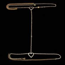 1 Piece Simple Full Diamond Heart Leg Chain Waist Chain Fashion Sexy Body Chain Female Body Chain - 銀色 - 查看 7