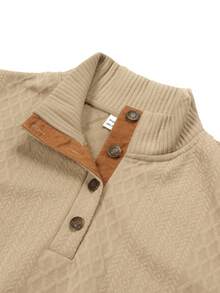 Men's Jacquard Knit Long Sleeve Top, Autumn/Winter Minimalist Stand Collar Undershirt, Solid Crew Neck T-Shirt, Men's Long Sleeve T-Shirt, Holiday Gift For Boyfriend