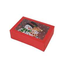 6 cajas de regalo de Navidad, cajas de regalo de fiesta de Navidad, cajas transparentes para hornear galletas, cajas de regalo de cartón rojo de Navidad - Multicolor - Ver 12