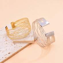 1 Peça Bracelete Bangle Minimalista Geométrico Oco e Vazado, Acessório de Luxo