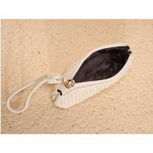 Mode Frauen Mini Stroh Geldbörsen Münzbeutel Kartenetui Geldbeutel Frauen Mädchen Reißverschluss Wechseltasche