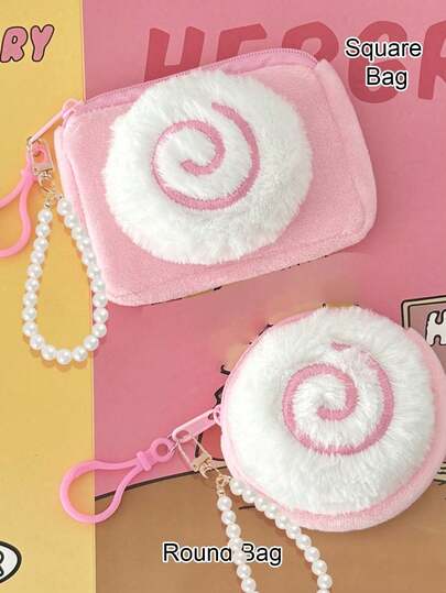 Cartera con diseño de caricatura de rollo de arroz y verduras de la serie de camarones: opciones cuadradas y redondas, muy adecuadas para monedas, tarjetas o cosméticos pequeños - Piel sintética suave, bolsas con cremallera lavables a mano, regalos para amigos y familiares, Día del Maestro, San Valentín, regalos de Navidad