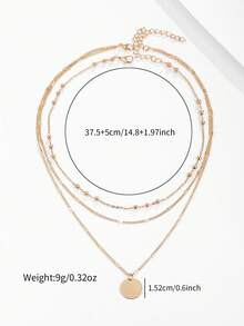 2pcs Elegant Gold Tone Multi-Layer Pendant Necklace Set, Fashionable Versatile Jewelry For Daily Wear, Party, Holiday Gift