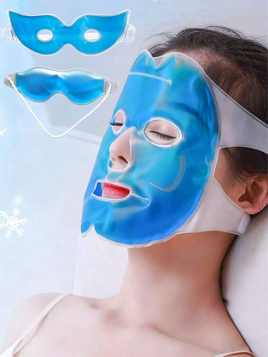 Cold Gel Mask, Soothing And Relaxing, Effectively Relieves Eye Discomfort, Reusable Ice Mask, Facial Treatment For Women During Sleep, Cold Gel Mask For Hot And Cold Therapy, Cold Or Hot Eye Mask/Mask, Can Effectively Relieve Fatigue, Suitable For Facial Swelling, Can Reduce Eye Bags, Dark Circles, Relieve Migraines And Stress, Skin Care And Post-Laser Treatment Care, Spring Summer Picks, Brides Maid Gifts, Room, Bedroom Decor, Bedroom Decor, Beach, Travel, For Men, For Women, Vacation - Blue - View 1