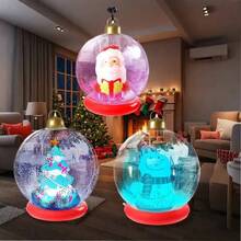 1 pieza Bola de Navidad inflable con LED y control remoto - Decoración navideña autoluminosa de PVC con luces intermitentes, diseño de muñeco de nieve y Papá Noel, luces multicolor cambiantes (rojo, rosa, azul, blanco, dorado), adecuada para árbol de Navidad interior/exterior, boda, Año Nuevo, decoración de fiesta - Fácil de instalar, duradera y portátil, diseño esférico con luces LED iluminadas, perfecta para celebración de Navidad, decoración navideña del hogar, decoración de invierno, adorno navideño