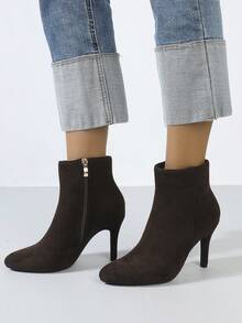 Timesize Fall/Winter Ankle Boots, Fashion Boots, High Heel Boots, Super High Heel Boots,Kitten Heel Boots,Stiletto Heels - Chocolate Brown - View 5