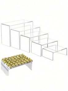 5 款透明亚克力 U 形展示架 - 可重复使用的纸杯蛋糕架，用于甜点、珠宝、婚礼自助餐和派对用品，坚固、可调节且易于组装 - 無色 - 查看 5