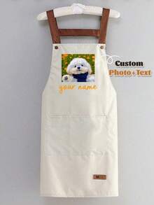 1 șorț de bucătărie personalizat, șorț cu imprimeu personalizat - șorț de gătit personalizat, șorț cu logo personalizat, șorț de bucătar, șorț cu nume personalizat, cadou pentru brutari, șorț pentru grătar, șorț de bucătărie, șorț modern din poliester rezistent la ulei, șorț de bucătărie negru, șorț din poliester pentru grădină, bucătărie și treburi casnice, perfect pentru acasă, restaurant și gătit în bucătărie, potrivit pentru Ziua Mamei, sezonul nunților, sezonul absolvirilor, cadouri pentru familie și prieteni