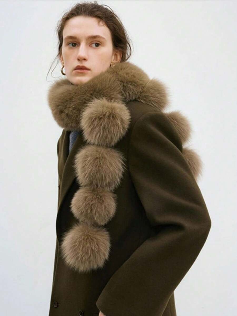 1 chiếc khăn choàng lông tua rua thời trang, ấm áp và sành điệu dành cho nữ, khăn choàng phong cách Hàn Quốc đa năng cho mùa đông để mặc - Nhiều màu - Xem 1