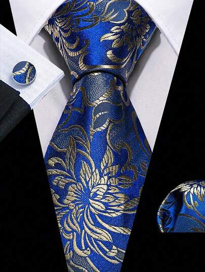 Men Tie Sets Classic Fashion Necktie Set With Cufflink For Business Party