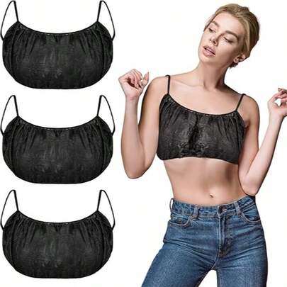 50 pezzi Reggiseni monouso in tessuto non tessuto, reggiseni neri, adatti per autoabbronzatura senza cuciture, spa e salone, biancheria intima di lusso