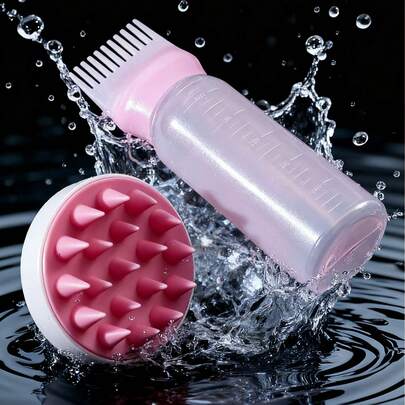 CHIGO فرشاة تدليك فروة الرأس للشامبو، ذات شعيرات سيليكون ناعمة، مناسبة لزجاجات الشامبو وصبغ الشعر/زجاجات الحلاقة في الصالون، وزجاجات الضغط للتصفيف والتمويج وتجهيزات العناية بالشعر